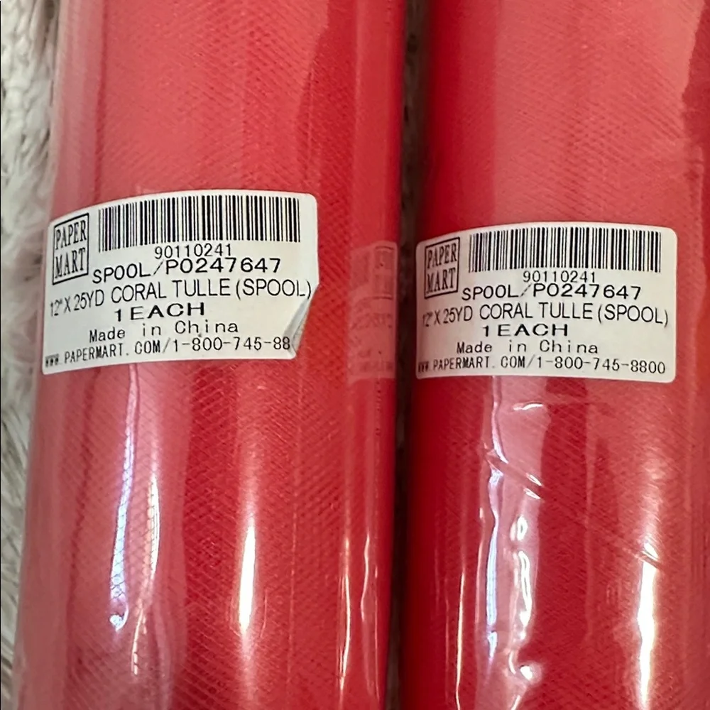 🌴 NWT 100 Yards of Coral Color Tulle 18”&12” - Picture 2 of 3